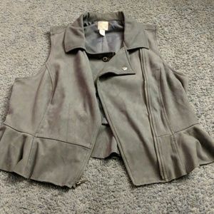 Gray suede zip up vest